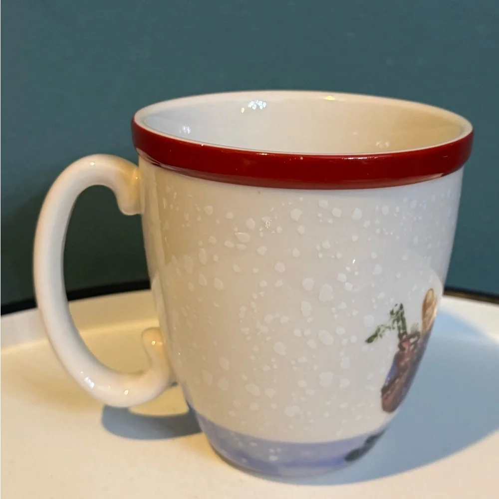 Pair of Williams Sonoma Nordic Elf Festive Snowman and Gnome Stoneware Mugs
